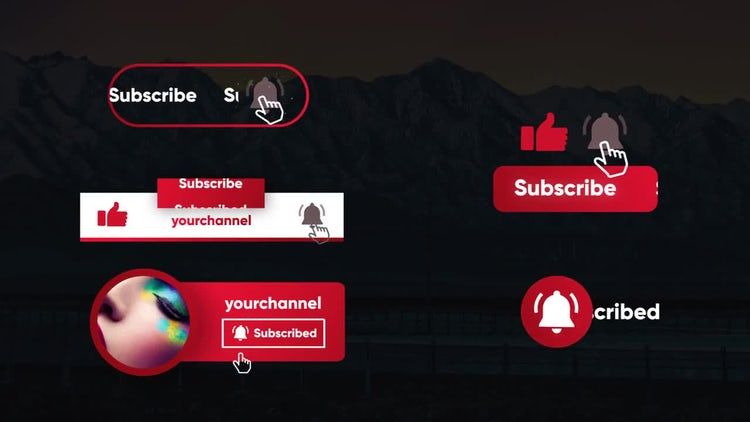 时尚明亮的YouTube订阅元素素材库精选AE模板