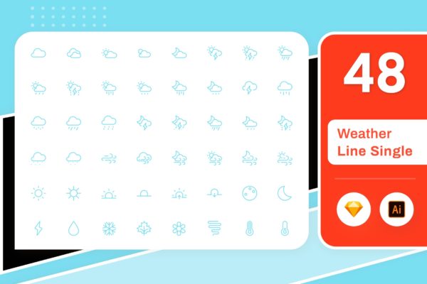 Line Senja图标系列：各种天气符号矢量线性图标 Line Senja – Weather