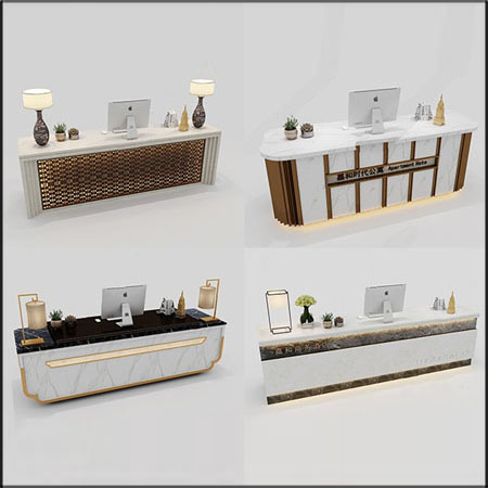 新中式现代前台接待台组合素材之家精选3D模型