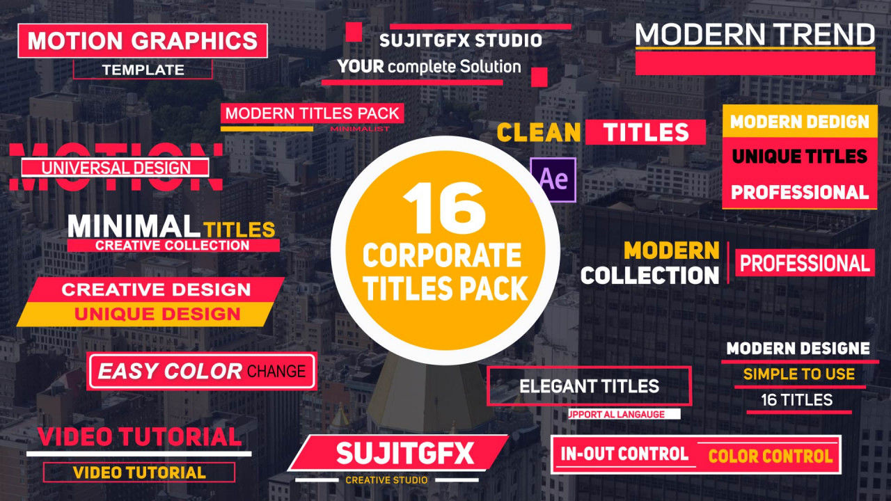 16个独特的全屏标题动画公司标题包素材库精选AE模板