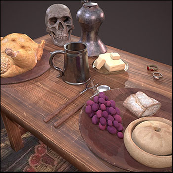 中世纪酒馆晚餐场景素材之家精选3D模型