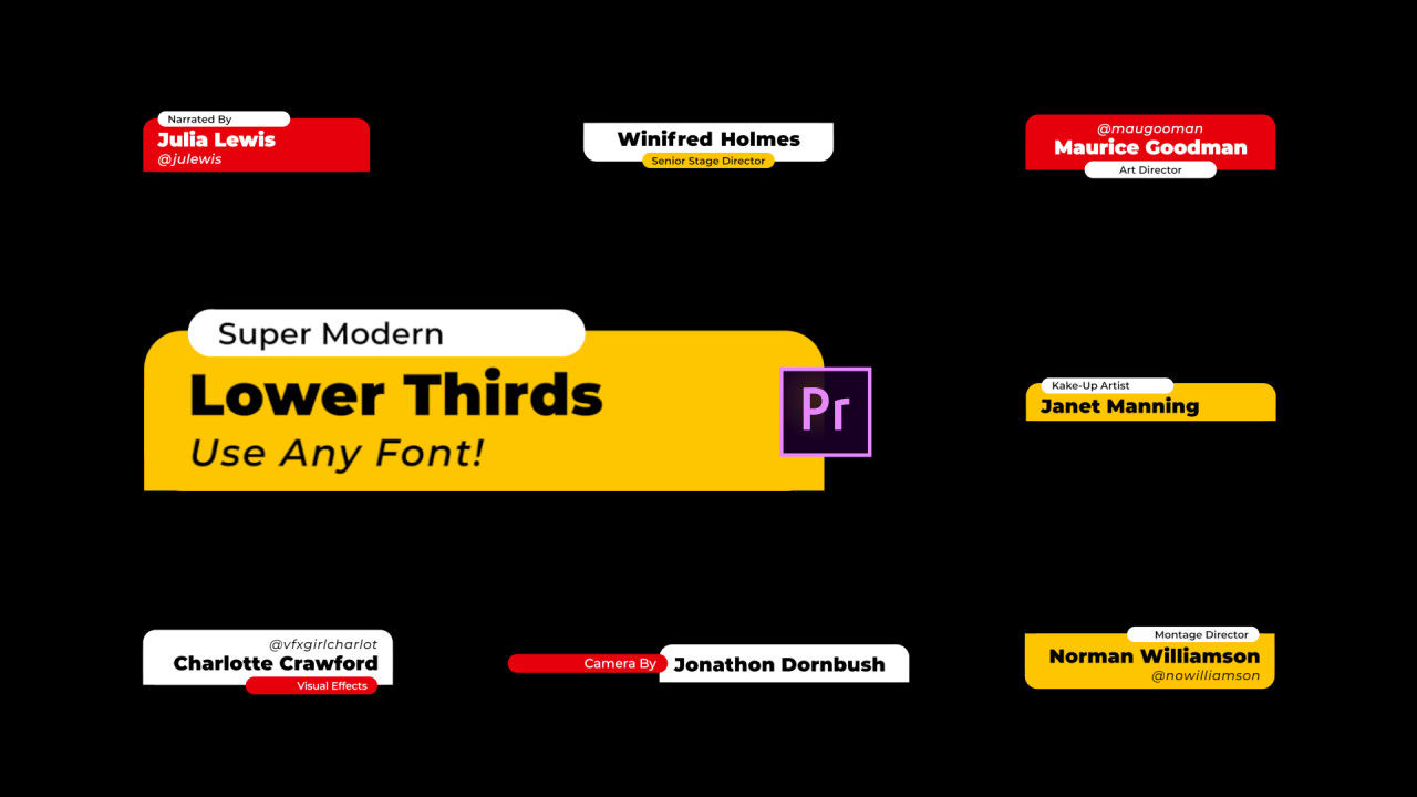 可用于社交媒体的包括动态动画下三分之一素材库推荐Pr模板