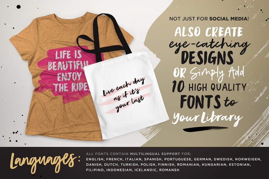 10款手写英文字体&社交媒体贴图模板素材库精选合集 Instaquote Lettering Kit插图(6)