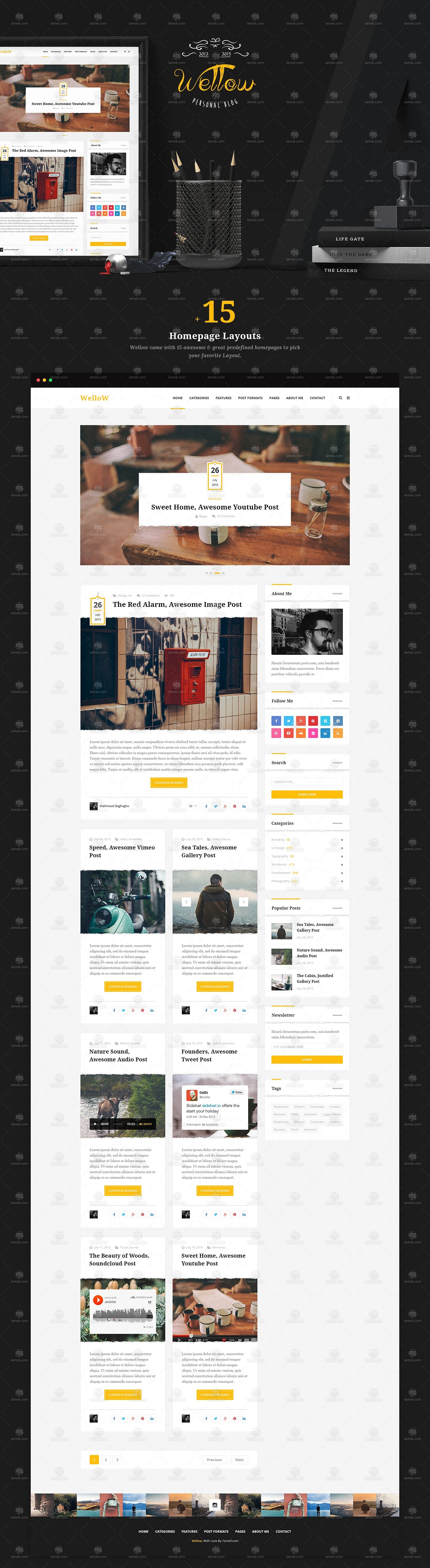 精致的响应式布局博客网页模版下载[PSD]插图