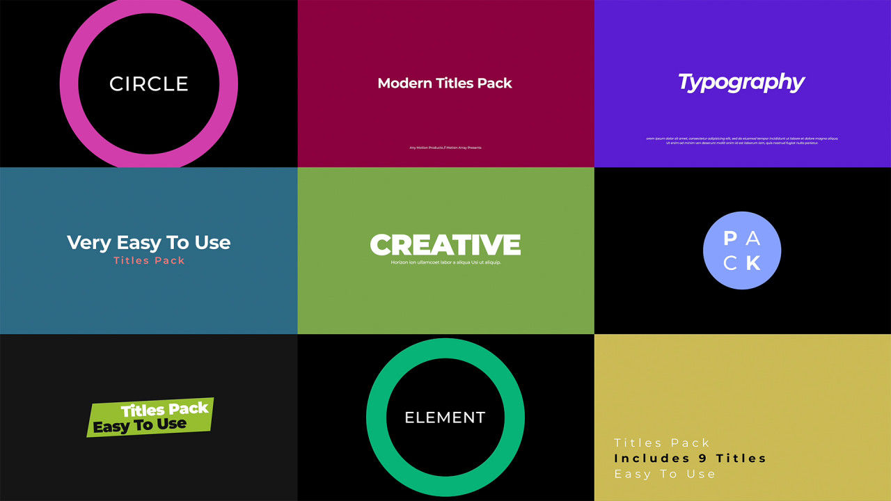 9个专业设计的现代全屏标题素材库精选AE模板