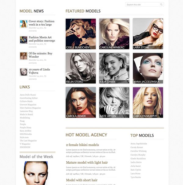 职业模特代理公司网站Joomla模板素材库精选 Hot Model Agency插图(3)