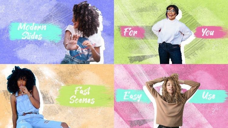 时尚的艺术彩色幻灯片ae模板