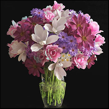 玻璃花瓶里的鲜花花束素材之家精选3D模型