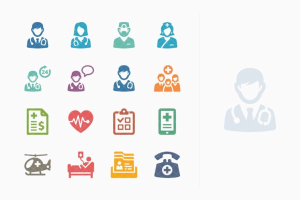 Sympa系列-医疗服务彩色素材库精选图标集v1 Colored Medical Services Icons Set 1- Sympa Series