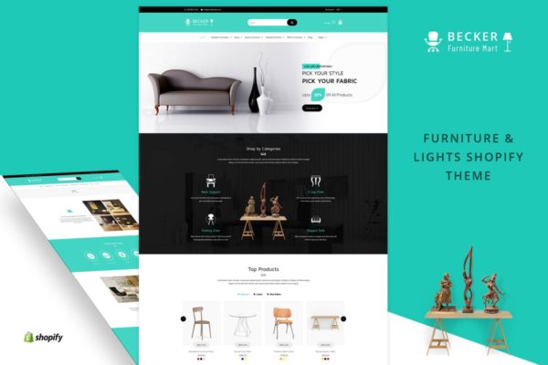 家具和灯具灯饰品牌网站/商城Shopify主题 Becker | Furniture &amp; Lights Shopify Theme