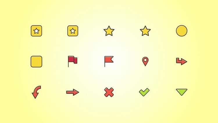 干净创意的卡通图标包素材库精选AE模板