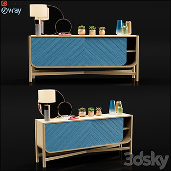 餐边柜和台灯多肉植物装饰品素材之家精选3D模型