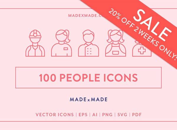 100+人物主题矢量线框图标下载
