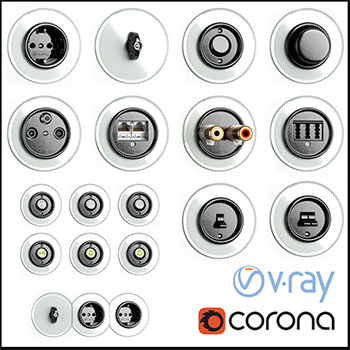 电话插孔音频插孔电源开关插座等素材之家精选3D模型