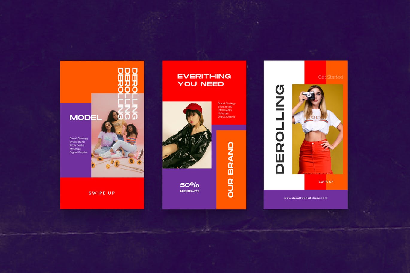 色彩主页Instagram贴图&品牌故事设计素材包v2 DEROLL PACK 2- Instagram Template + Strories插图(8)