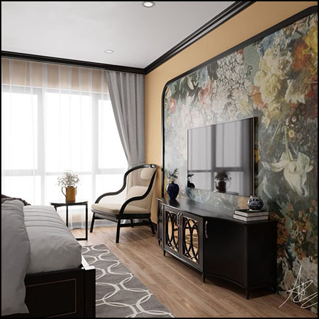 现代中式卧室场景素材之家精选3D模型