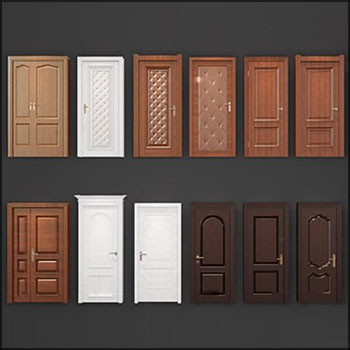 欧洲实木木门组合素材之家精选3D模型