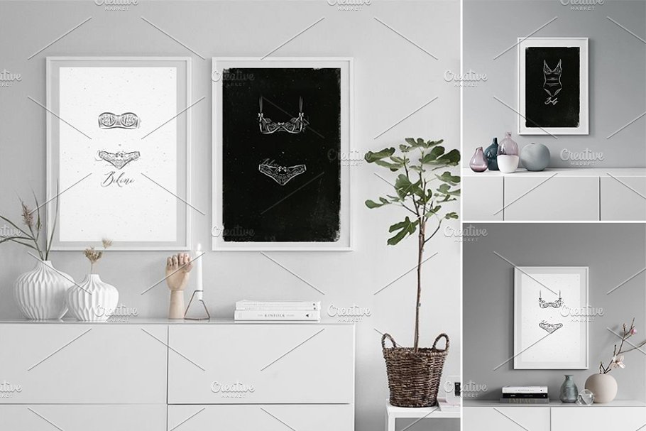 女性内衣文胸素描风格图标 Set Underwear Icons插图(4)