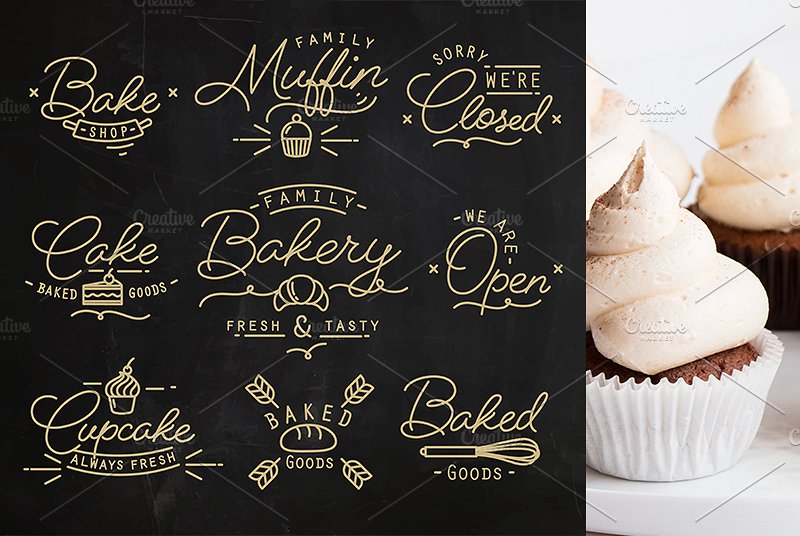 复古扁平风格烘焙主题符号图标 Bakery Flat Icon插图(3)