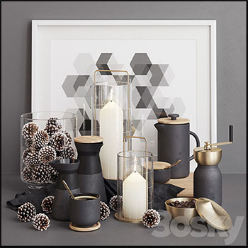 咖啡壶手磨咖啡机蜡烛台等素材之家精选3D模型