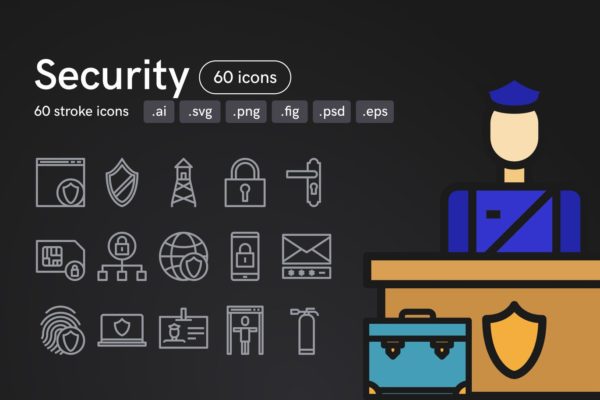 60枚安全主题矢量素材库精选图标素材 Security Icons (60 Icons)
