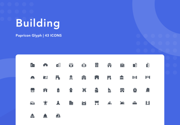 素材库下午茶：43个简单而现代的建筑物图标集