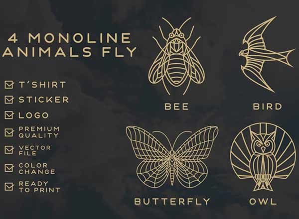 飞行昆虫动物矢量图标素材下载[psd,ai,cdr,eps,png]