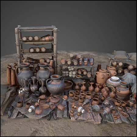 破旧的瓷罐和瓶子素材之家精选3D模型