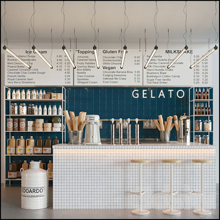Gelato冰淇淋店铺室内场景素材之家精选3D模型