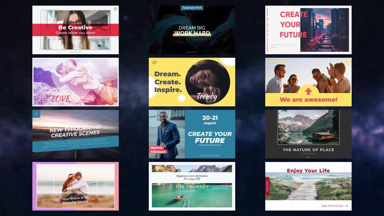 12个时尚流畅明亮的全屏标题动画素材库精选AE模板