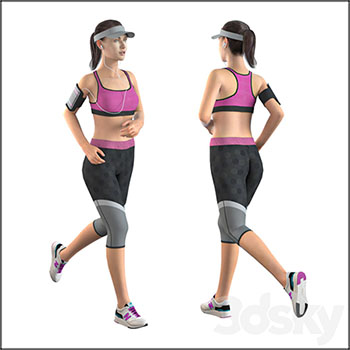 跑步运动的女孩素材之家精选3D模型