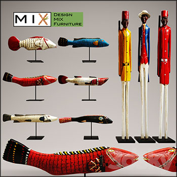 鱼木偶和人像木偶装饰品素材之家精选3D模型