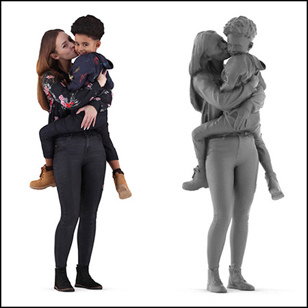 抱着孩子的女人人物素材之家精选3D模型