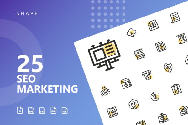 25枚SEO搜索引擎优化营销矢量圆点装饰素材库精选图标v1 SEO Marketing Shape Icons