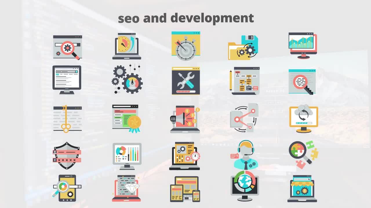 SEO开发网站平面动画矢量图标素材库精选AE模板