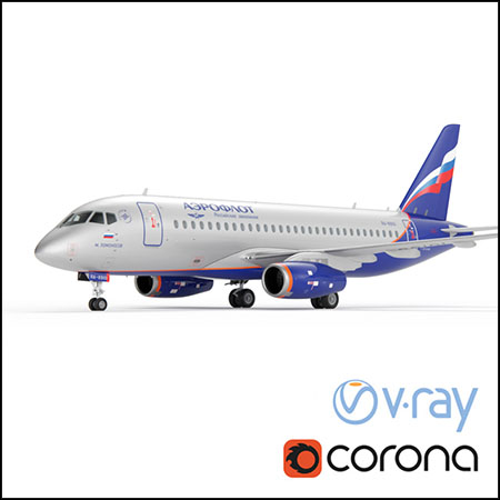 俄罗斯航空公司飞机 SSJ-100客机素材之家精选3D模型