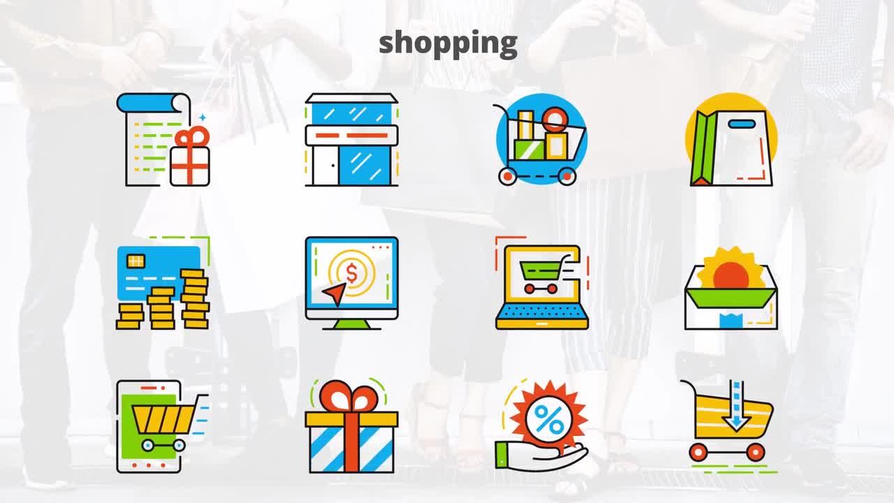 简洁且具有动画效果的平面动画图标素材库精选AE模板