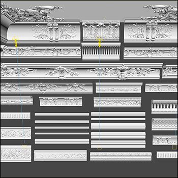 欧式雕花石膏线条组合素材之家精选3D模型