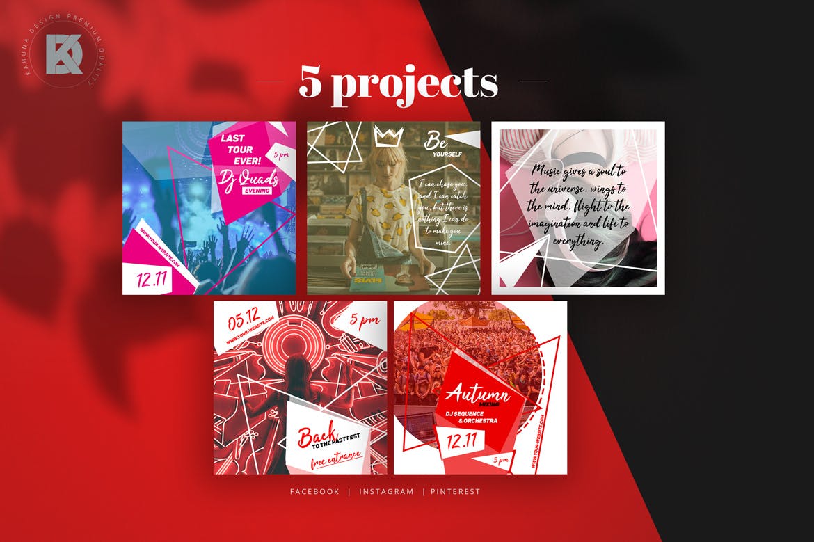 音乐活动/音乐节主题社交媒体新媒体设计素材 Music Social Media Pack插图(3)