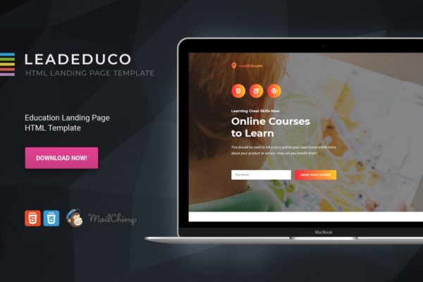 在线教育网站HTML着陆页设计模板素材库精选 LeadEduco – Education HTML Landing Page Template