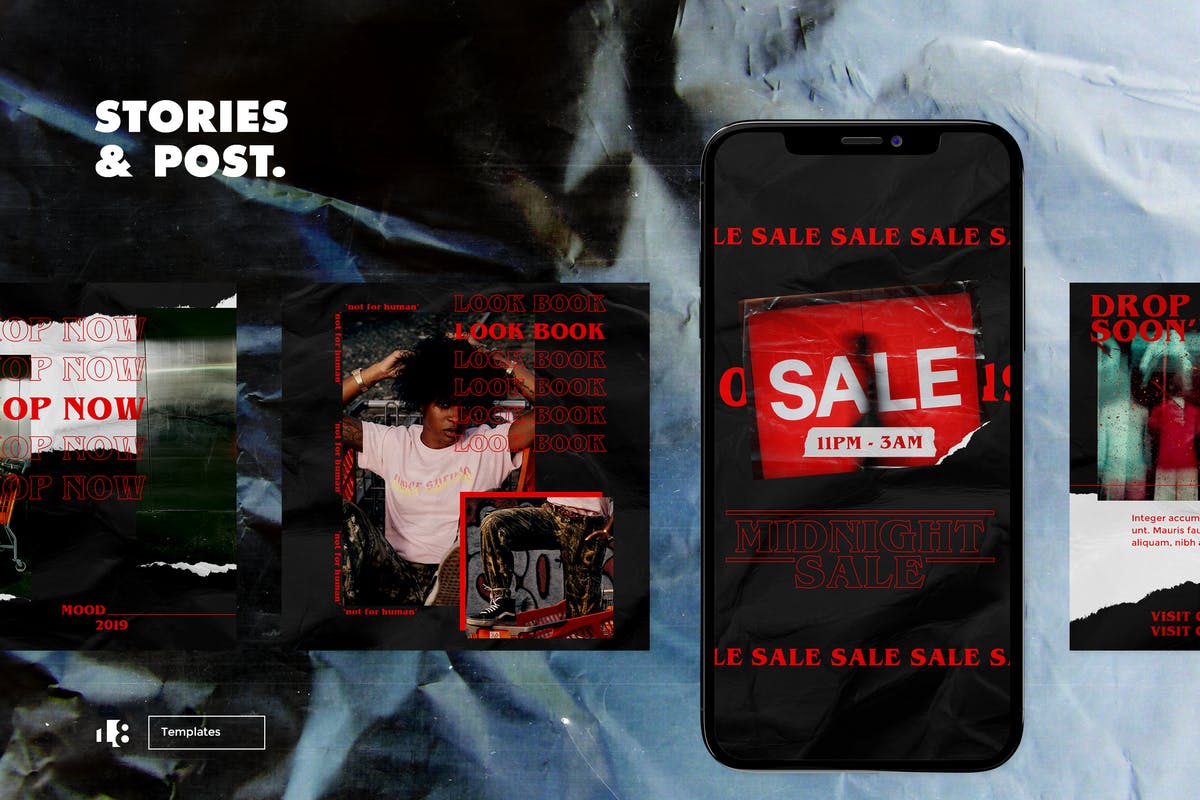 潮牌Instagram社交推广撕纸设计风格模板素材库精选 Instagram Template插图(4)