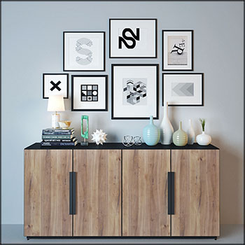 瓶子台灯书本画框装饰品和边柜素材之家精选3D模型