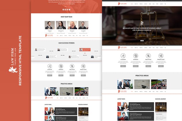 律师事务所响应式网站设计HTML5模板素材库精选 Law Firm – Responsive HTML Template插图(2)