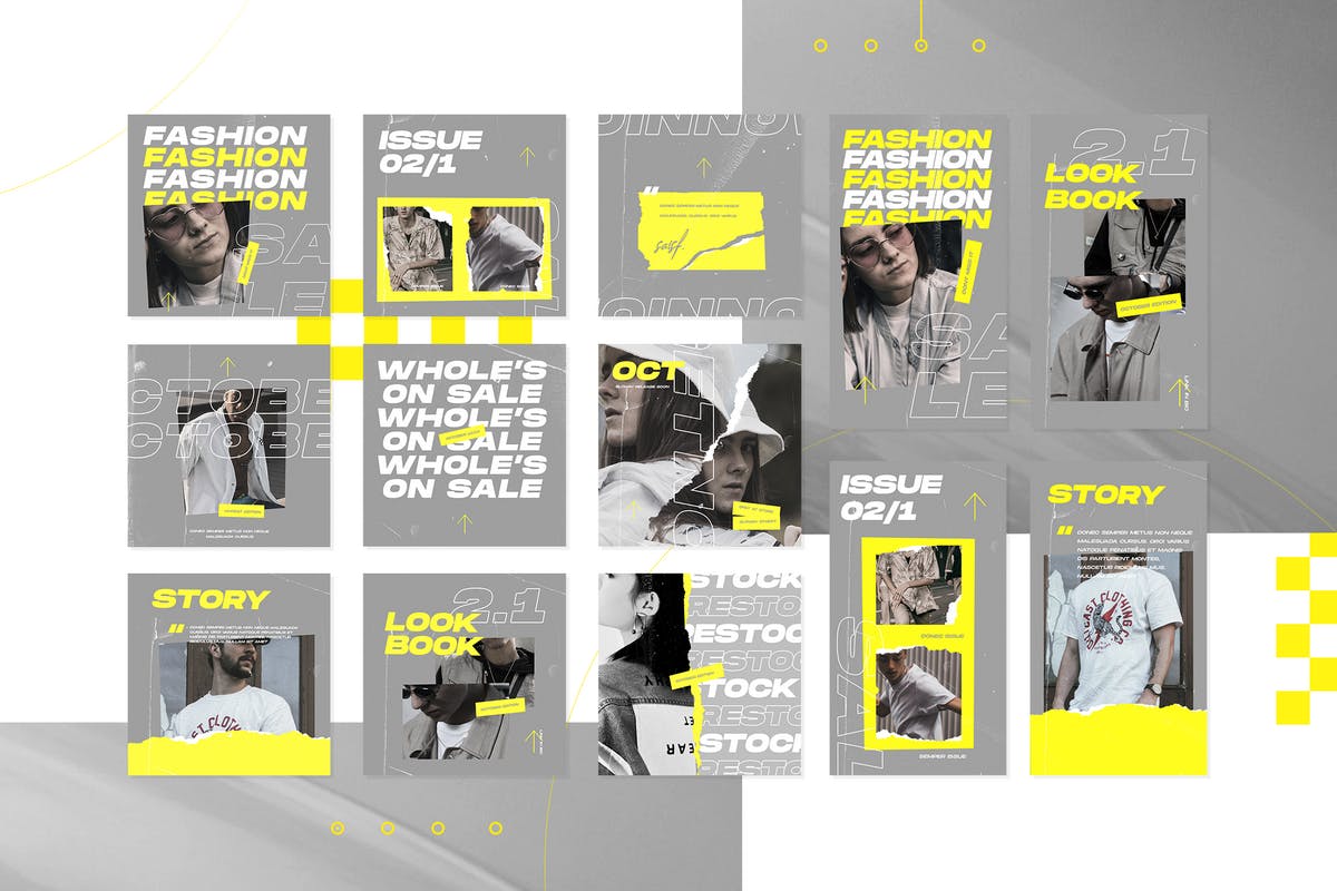 Instagram社交平台个性化撕纸效果贴图设计模板素材库精选 Instagram Template插图(6)