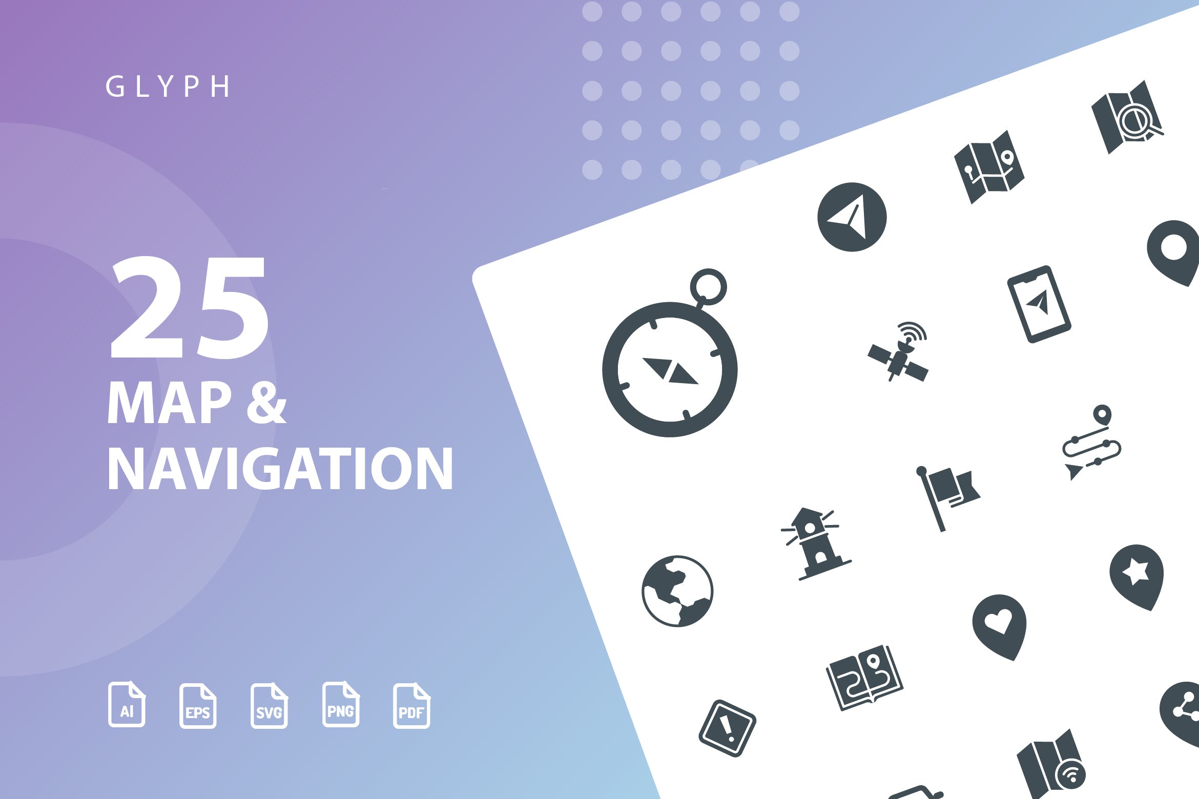 25枚地图导航主题字体素材库精选图标 Map & Navigation Glyph插图