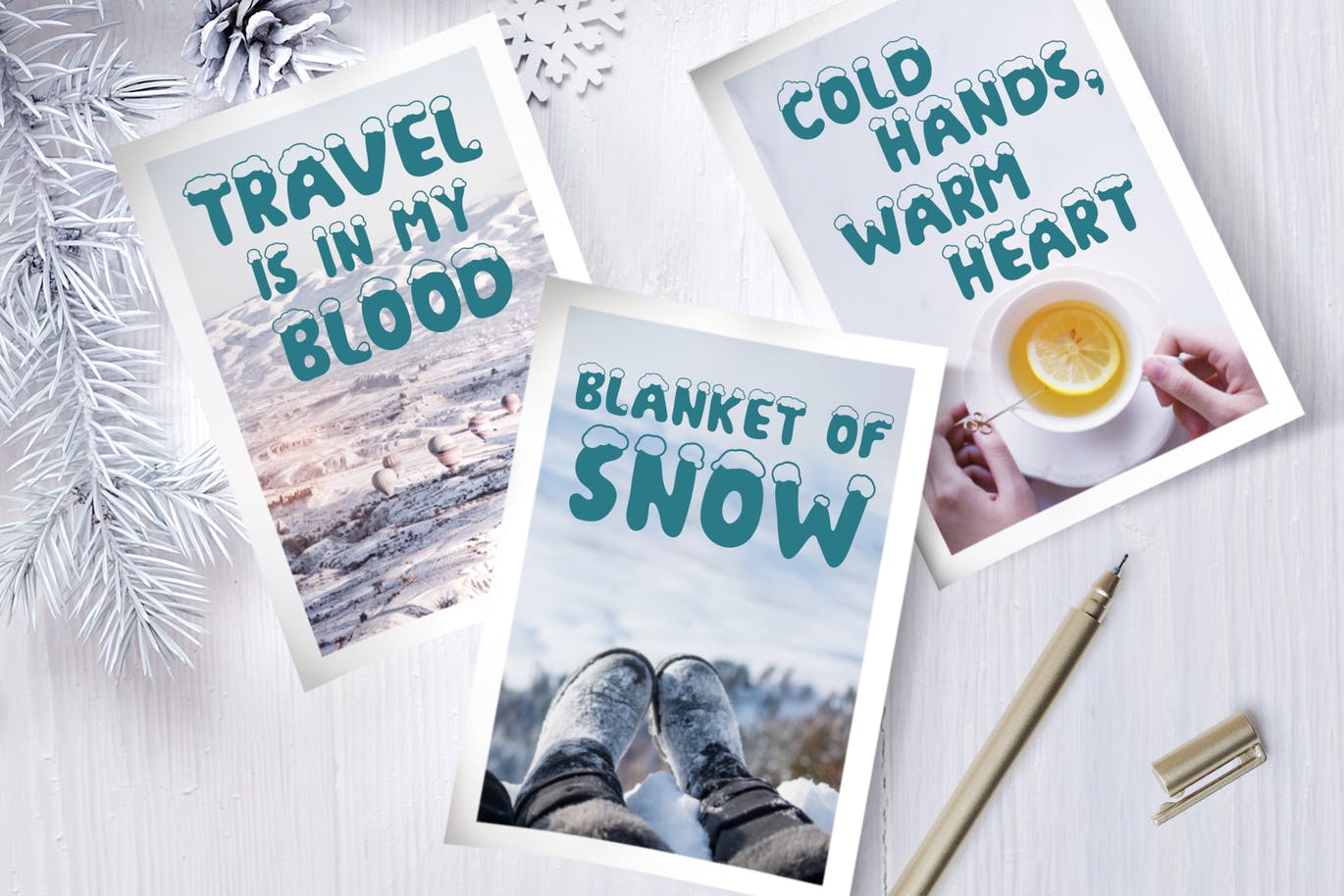 积雪盖顶圣诞节主题英文手写字体 Christmas Snow Hand Drawn Font插图(4)