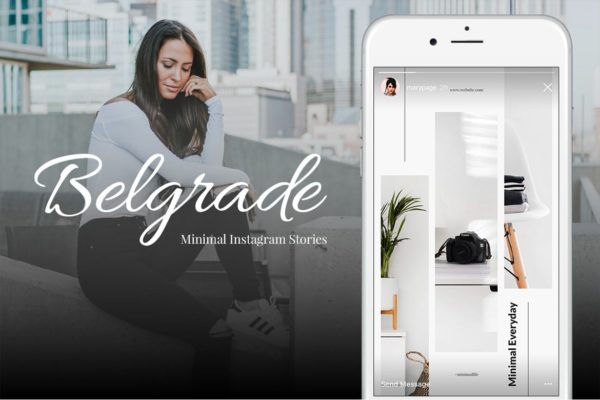 50款极简主义设计风格Instagram品牌故事设计模板素材库精选 Belgrade 50 Minimal Instagram Stories