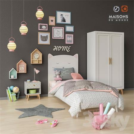 漂亮的儿童床儿童房间及装饰品素材之家精选3D模型