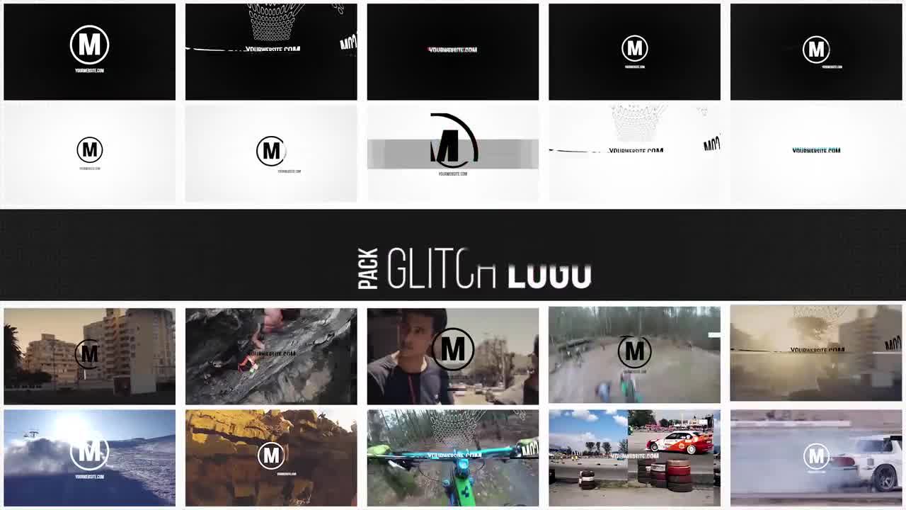 毛刺全屏多帧Logo标题素材库推荐Pr模板