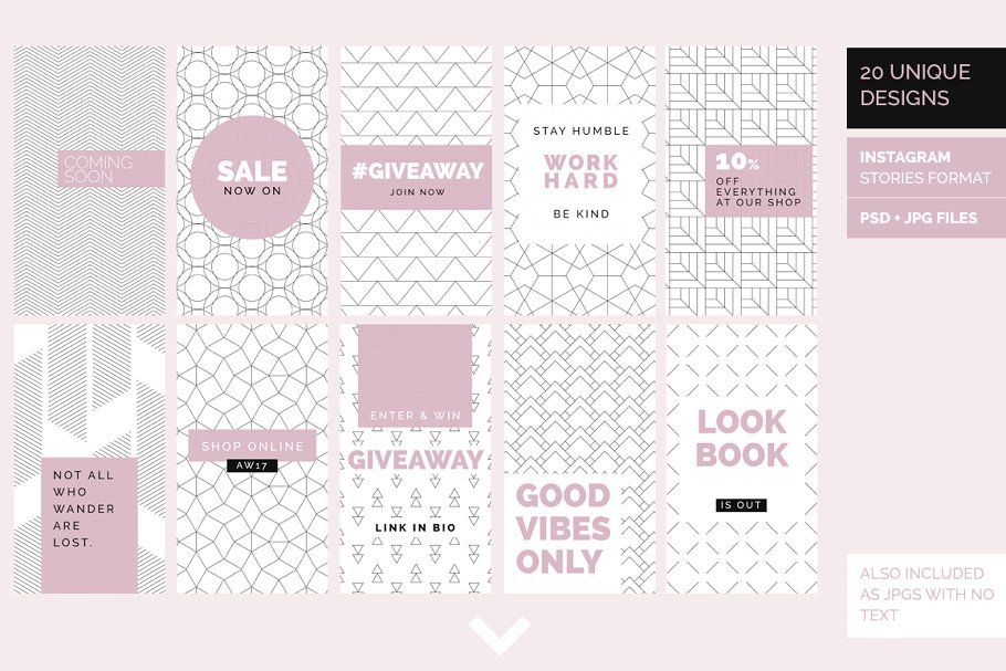 极简主义Instagram几何线条故事贴图模板素材库精选 Minimal Instagram Pack插图(9)